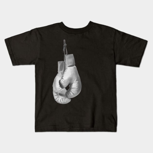 Boxing Gloves black and white boxing sport Kids T-Shirt by LittleBean